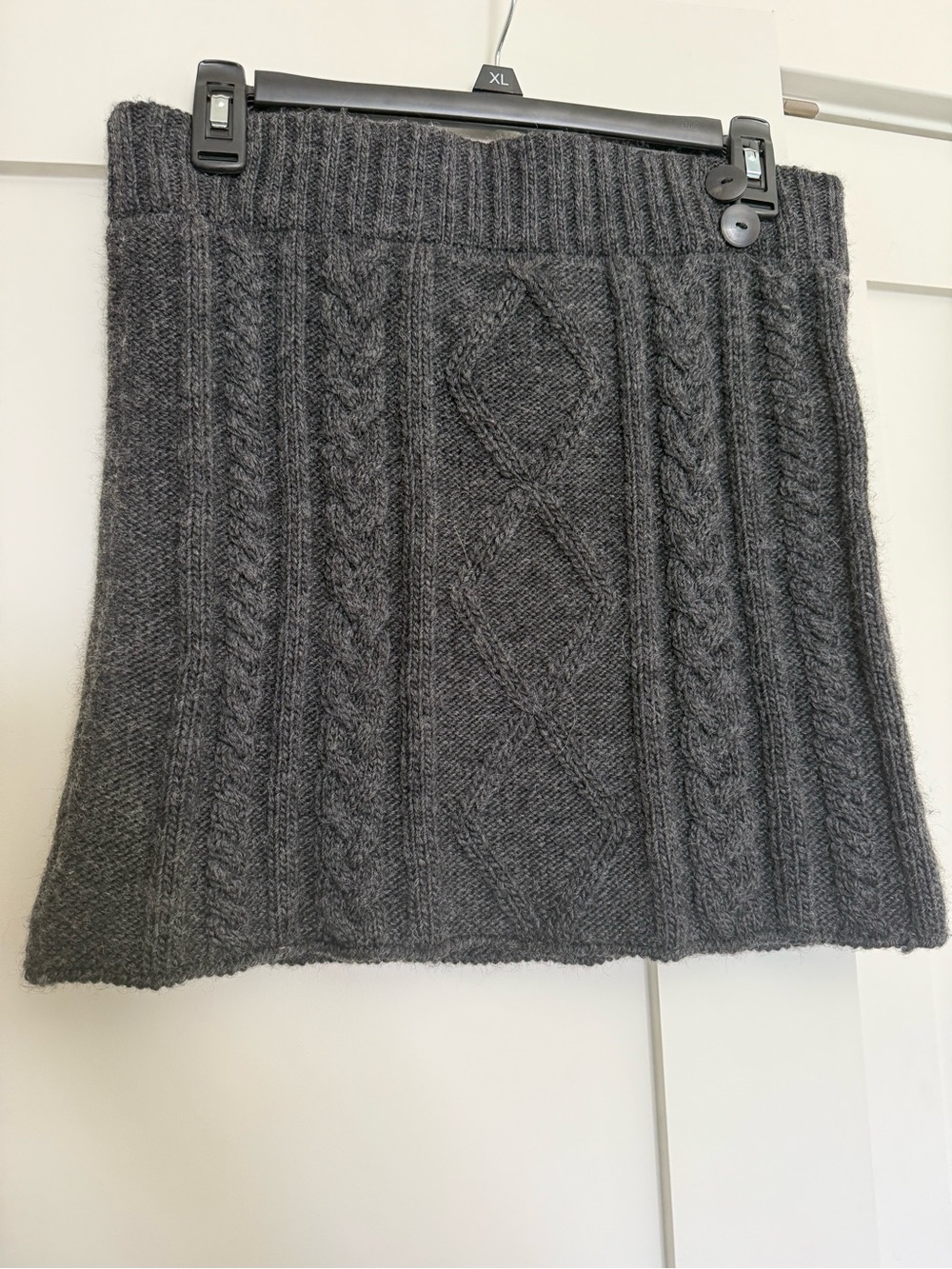 Textured Cable-Knit Mini Skirt in Charcoal